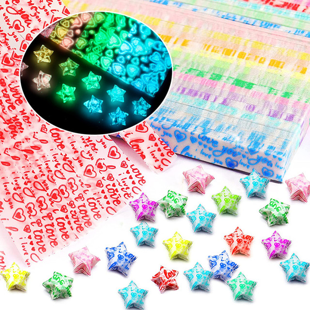 210 Sheets Luminous Origami Stars Paper 10 Colors Strips Lucky Star Decor  Folding Paper Craft Paper